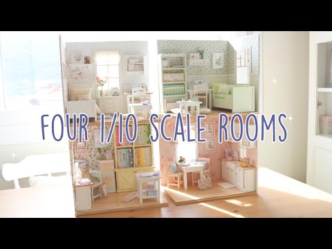 Four new dioramas in 1/10  scale handmade miniature dollhouse by Nerea Pozo