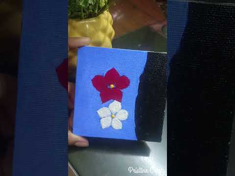 Mini Canvas Floral Painting 🎨🖌️🌸 #shorts #diy