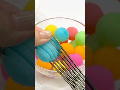 🌈カラフルメラミンスポンジボールスライム🌈Colorful sponge ball slime #asmr #slime #スライム #satisfying