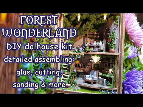 DIY miniature dollhouse kit Forest Wonderland very detailed assembling video with glue