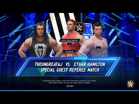 AWA knockdown live WWE 2K24: Theungreataj vs Ethan Hamilton. Special guest referee (Jim)