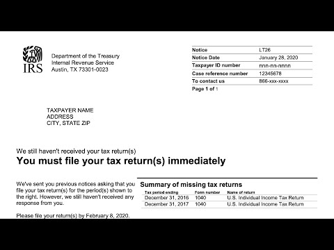 How to understand your LT26 Notice (IRS has not received one or more tax returns).