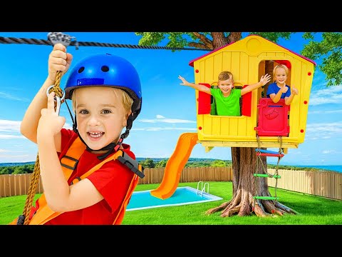 Chris and Michael build a Tree House with zipline