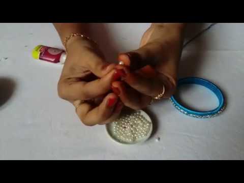 Silk thread bangles with mothi / how to make designer bangles / sravya gangone