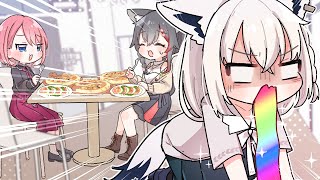 【手描き】騙されて苦手なトマトを食べるフブちゃん【ホロライブ/白上フブキ/鷹嶺ルイ/大神ミオ】