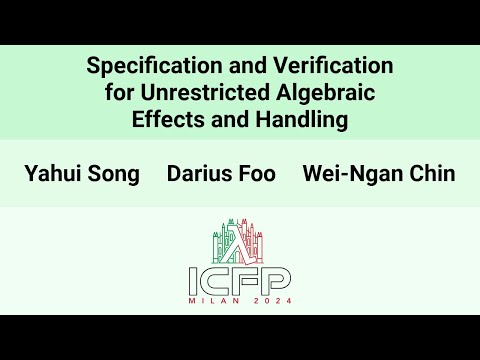 [ICFP24] Specification and Verification for Unrestricted Algebraic Effects and Handling