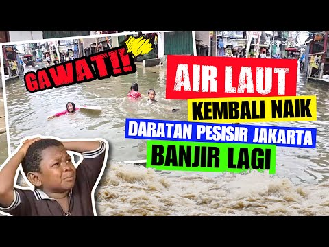 😱 GAWAT INI SERIUS‼️🌊🌊AIR LAUT KEMBALI  MENGGILA & NAIK MEMBANJIRI DARATAN PESISIR UTARA JAKARTA