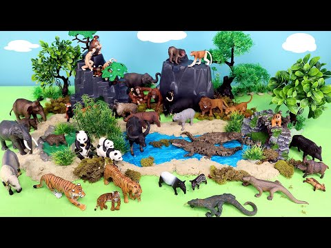 Asian Animal Figurines in a Safari Habitat Set - Fun Facts for Kids