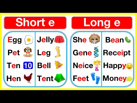 Vowel E rules 🤔 Short E & Long E vowel sounds | Learn with examples