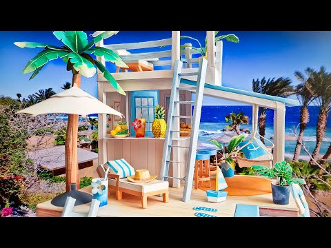 Miniature dollhouse beach bar made of paper - DIY kit Summer vacation from Canon Creative park