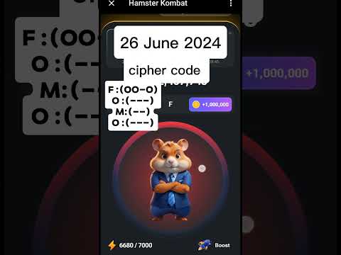 hamster combat daily cipher code today 26 June 1 million coins #viral #sorts