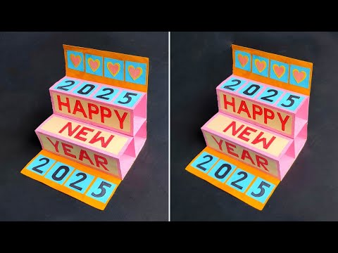 Happy new year card 2025 | New year pop up card 2025 | New year greeting card