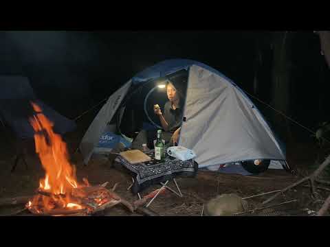 solo camping in the forest #camping #soundsofcamping #asmr