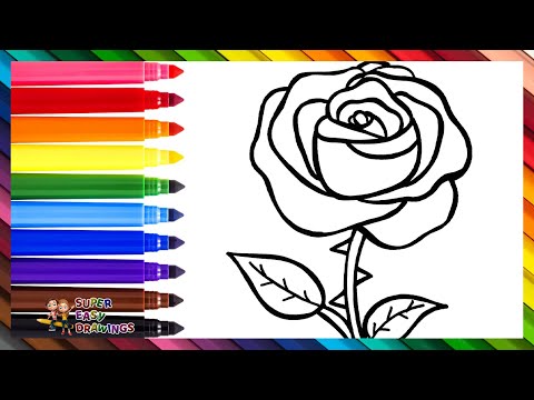 How To Draw A Rose 🌹 Draw And Color A Rose 🌈 Drawings For Kids