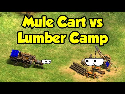 Mule cart vs lumber camp face-off (AoE2)