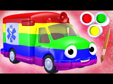 Paint the Ambulance & Learn Colors! Panda Bo Finger Family & Nursery Rhymes for Kids