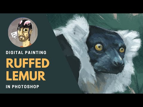 Animal Portrait Paintings Ep 3: a ruffed lemur in Photoshop using Astropad