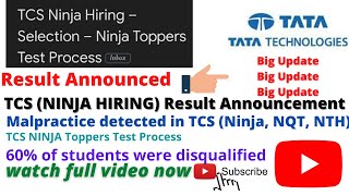 TCS Ninja Result Update /TCS  Hiring 2022/TCS Ninja Toppers Test Process B.Tech Student career Guide