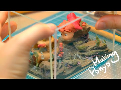 Making Ponyo diorama under the sea with clay