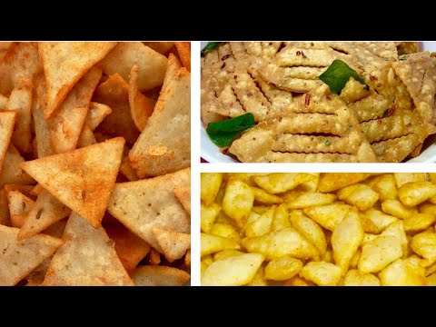 రుచికరమైన కరకరలాడే 3 రకాల చిప్స్ రెసిపీస్ |3 Easy Chips Recipes| Snack recipes