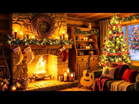 Instrumental Christmas Music with Fireplace 🔥Cozy Christmas Fireplace Background 🎄Christmas Ambiance