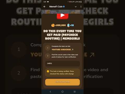 Memefi coin video code today. Do this every time you get paid (paycheck routine)