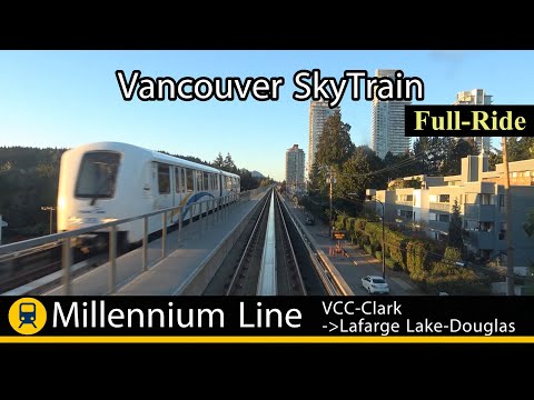 [4K]Vancouver SkyTrain Front View - VCC-Clark to Lafarge Lake-Douglas (Bombardier ART Mark II)