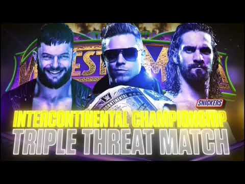 WWE Wrestlemania 34 The Miz vs Seth Rollins vs Finn Balor Official Match Card