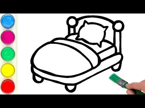 Bed  Drawing, Painting and Coloring for Kids & Toddlers | Learn to Draw Furniture Together