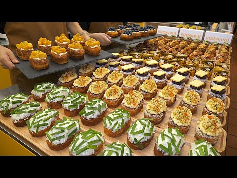 Colorful special toppings! It's so delicious. Cheese Egg Bread, Pancakes / Korean street food