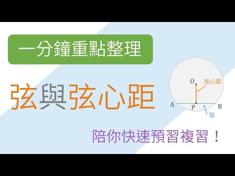 [一分鐘重點整理] 弦與弦心距 | 圓形 | 國三上(9年級) | 國中數學 | 錚學院