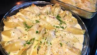 CHICKEN & BROCCOLI ALFREDO STUFFED SHELLS !!