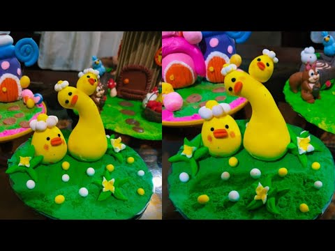 Handmade Little Yellow Duck Flower Clay Ornaments | Super Light Clay DIY | Alphabet D Craft