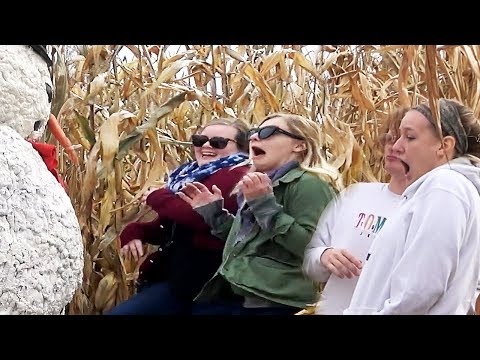 Snowman Surprise Hilarious Reactions in the Corn Maze!