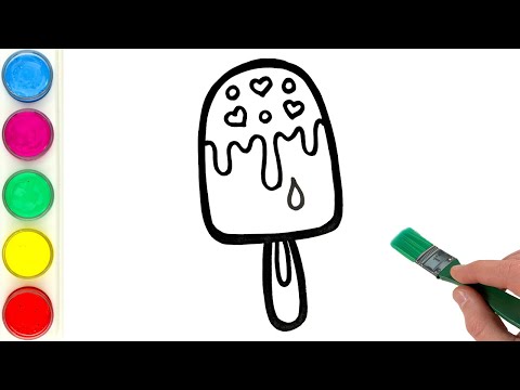 Ice Cream Drawing, Painting, Coloring for Kids and Toddlers | Let's Draw Food Together