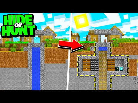 finding a SECRET Minecraft Base in a Village WELL! (Hide Or Hunt)