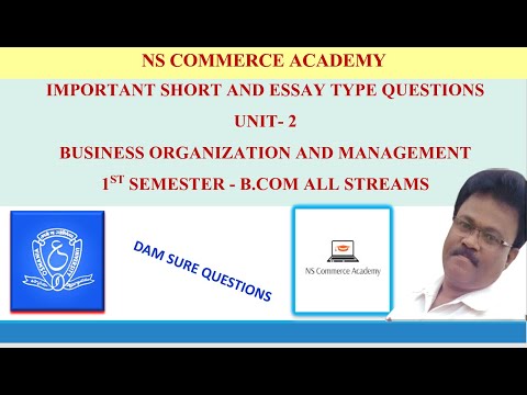 BOM IMPORTANT QUESTION UNIT2 - BOM -1ST SEMESTER - B.COM ALL STREAMS - OU