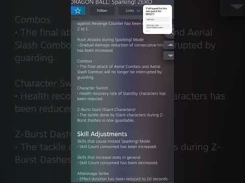 THEY FINALLY FIXED SPARKING ZERO!!! #dragonball #sparkingzero #dbsz #game #update #patch #shortsfeed