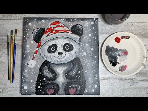 Panda Painting On Canvas / Acrylic Painting Tutorial for Beginners 🐼 / Paint With Me! (#22)