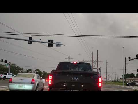 [8K] Rainy Florida Drive. Red, Blue, Pink & Black Skies 🌧️ AND A Rainbow 🌈