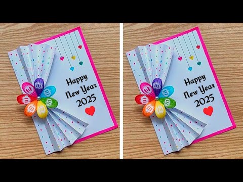 Diy happy new year greeting card/Happy new year card making/New year white paper card/Handmade cards