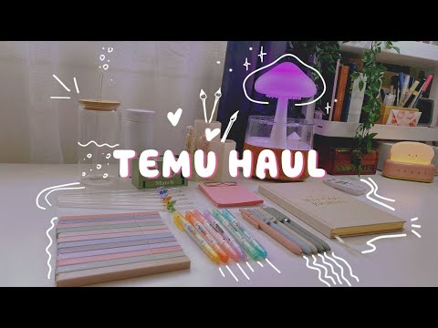 Huge Aesthetic Temu Haul 🐇|| Stationery + desk decor🍒cozy unboxing