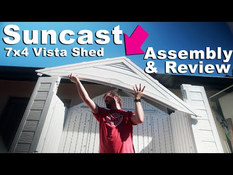 Assembling the Suncast Vista 7x4 Shed.  Complete Review and Mostly full assembly.