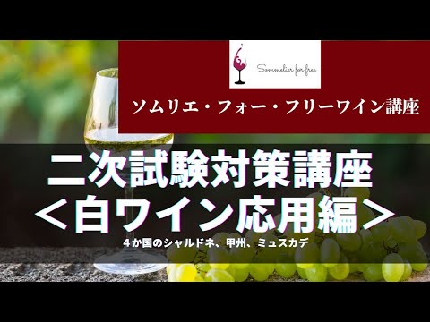 白ワイン応用編（シャルドネ＆甲州＆ミュスカデ） 【2023年 Sommelier for free ワイン講座】