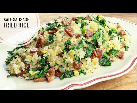 Super easy and yummy fried rice!!!  Kale Sausage Fried Rice