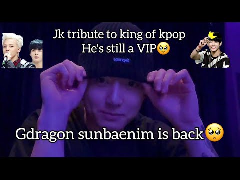 Jungkook live singing gdragon song & expressing how much he was happy that BIGBANG came back 💜💛