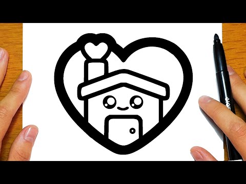 HOW TO DRAW A SIMPLE HOUSE WITH A HEART | Easy drawings