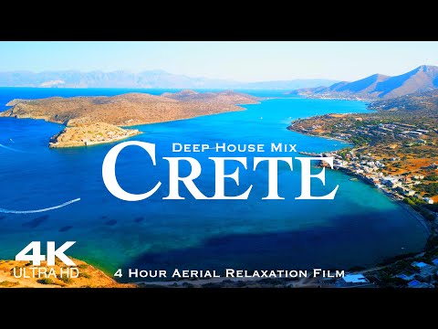 [4K] CRETE 🇬🇷 Best of Deep House 2024 | 4 HOUR Drone Aerial of Crete Kreta Creta Greece