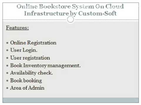 Online Bookstore System On Cloud Infrastructure by Custom Soft