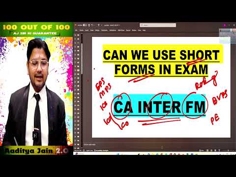 Short Forms in CA lnter FM Exams: Are They Allowed? Find Out Now! Best Guidance by CA Aaditya Jain